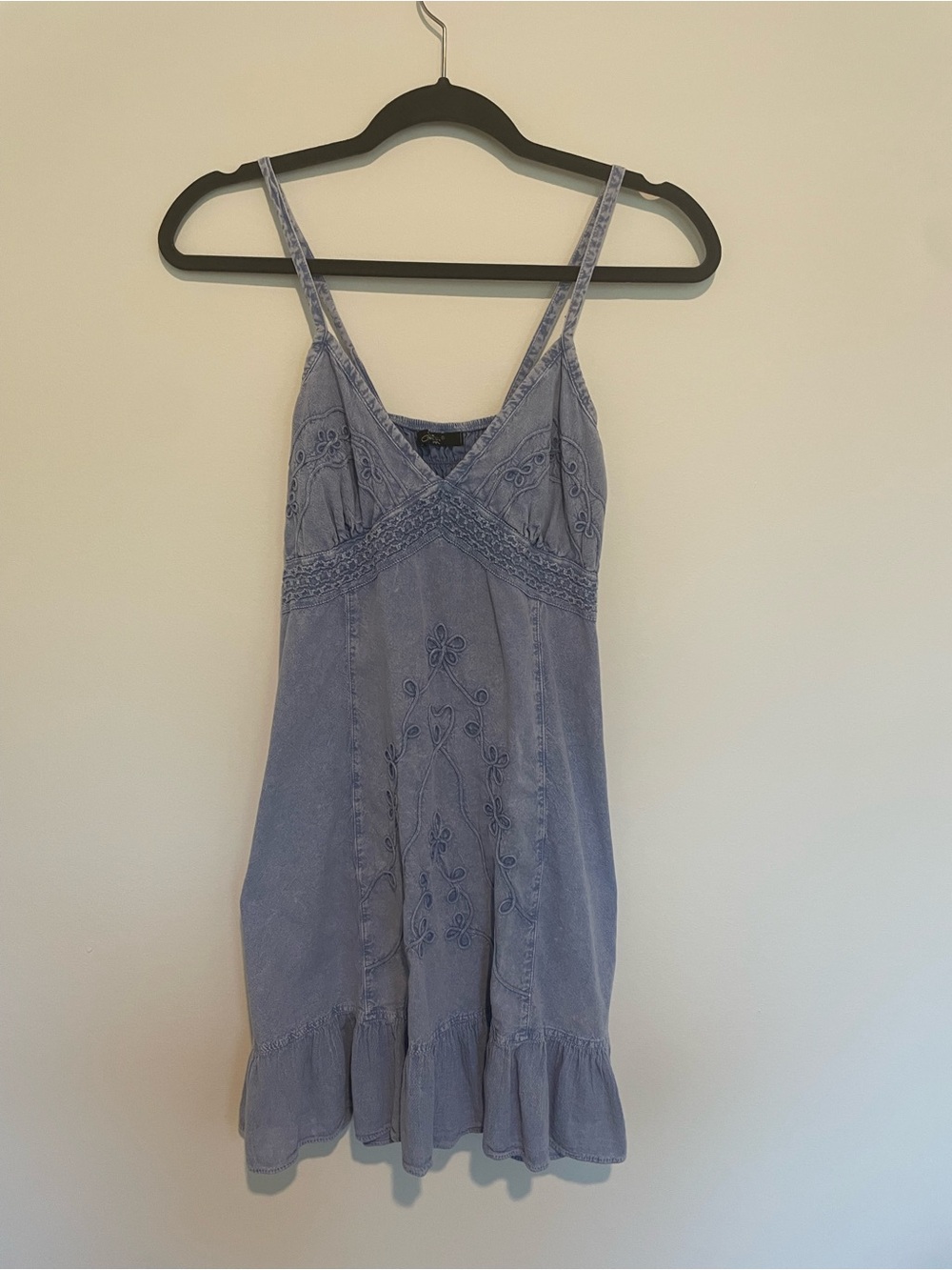 Giocam Spaghetti-Strap Mini Dress in Dusty Blue 100% Cotton Size M